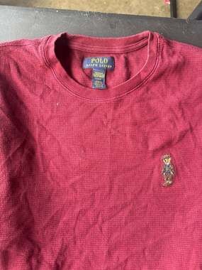 Polo Ralph Lauren Men's Burgundy Heritage Icon Polo Bear Waffle Thermal Sleepwea
